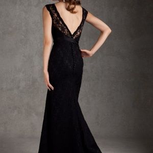 Black lace formal bridesmaid dress